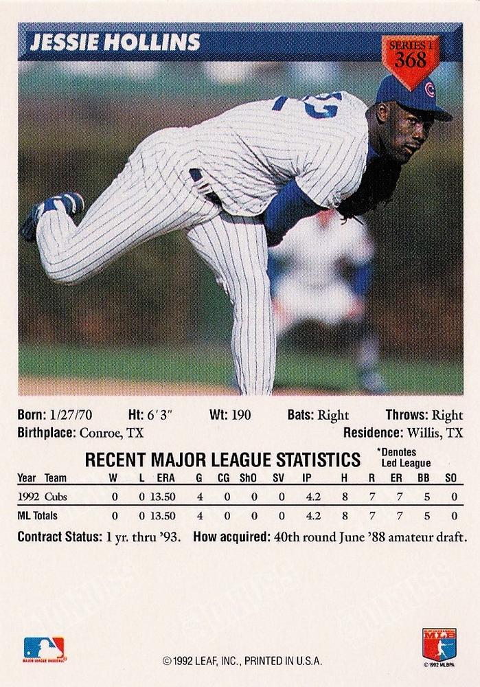 Jessie Hollins  baseball card collectible - Main Image 2