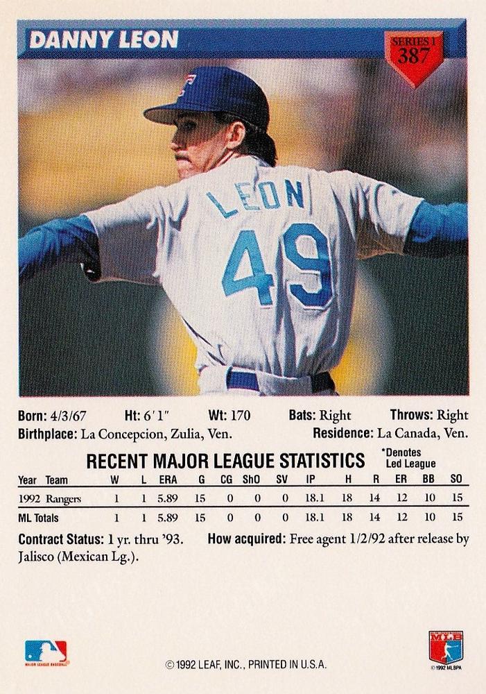 Danny Leon  baseball card collectible - Main Image 2