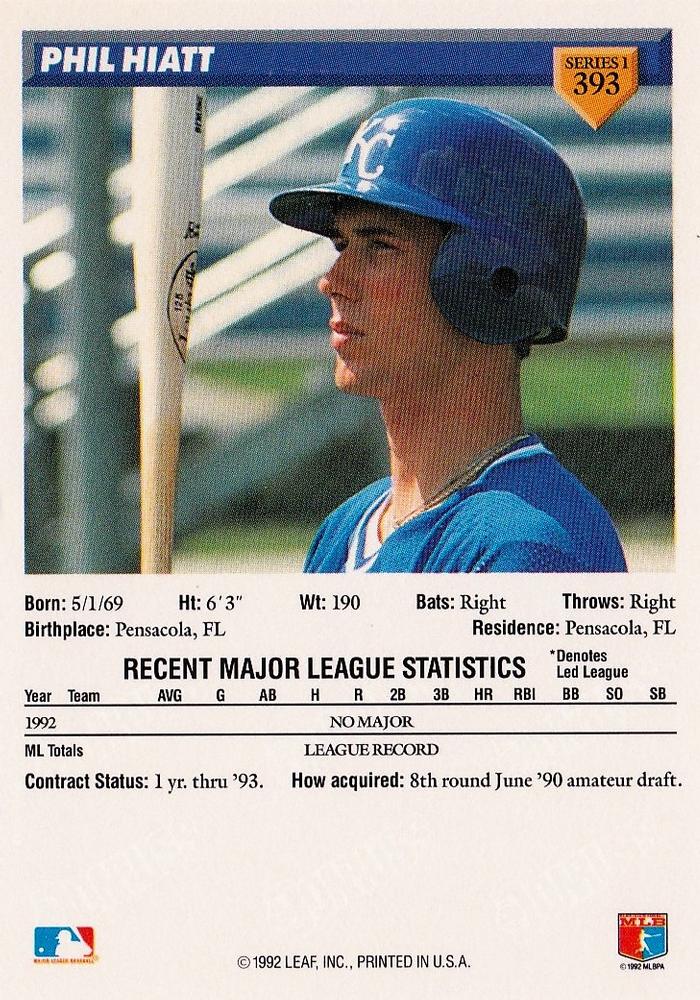 Phil Hiatt  baseball card collectible - Main Image 2