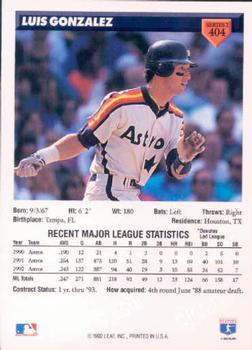 Luis Gonzalez  baseball card collectible - Main Image 2