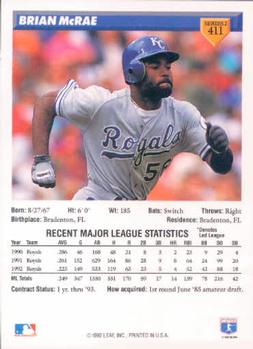 Brian McRae  baseball card collectible - Main Image 2