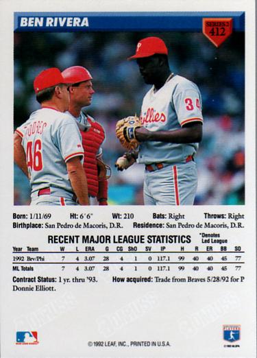 Ben Rivera  baseball card collectible - Main Image 2