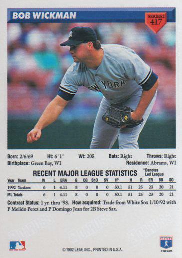Bob Wickman  baseball card collectible - Main Image 2