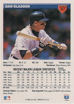 Dan Gladden  baseball card collectible - Main Image 2