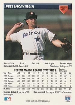 Pete Incaviglia  baseball card collectible - Main Image 2