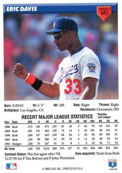 Eric Davis  baseball card collectible - Main Image 2