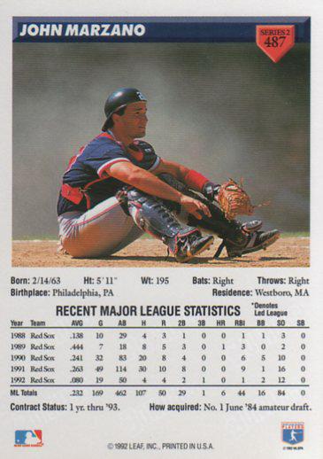 John Marzano  baseball card collectible - Main Image 2