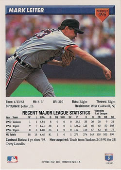 Mark Leiter  baseball card collectible - Main Image 2
