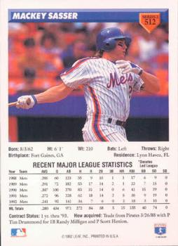 Mackey Sasser  baseball card collectible - Main Image 2