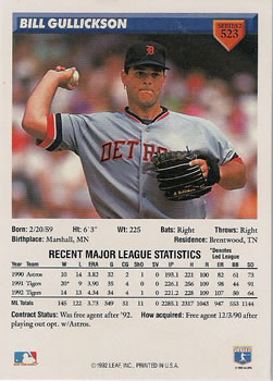 Bill Gullickson  baseball card collectible - Main Image 2