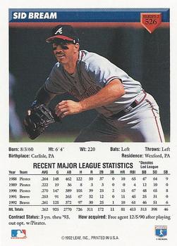 Sid Bream  baseball card collectible - Main Image 2