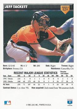 Jeff Tackett  baseball card collectible - Main Image 2