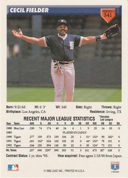 Cecil Fielder  baseball card collectible - Main Image 2