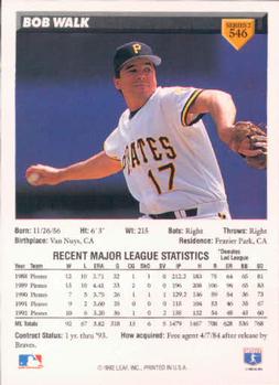 Bob Walk  baseball card collectible - Main Image 2