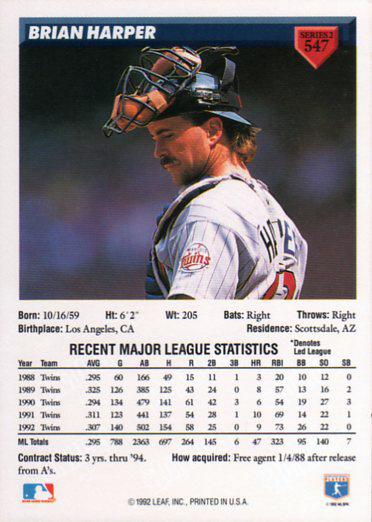 Brian Harper  baseball card collectible - Main Image 2
