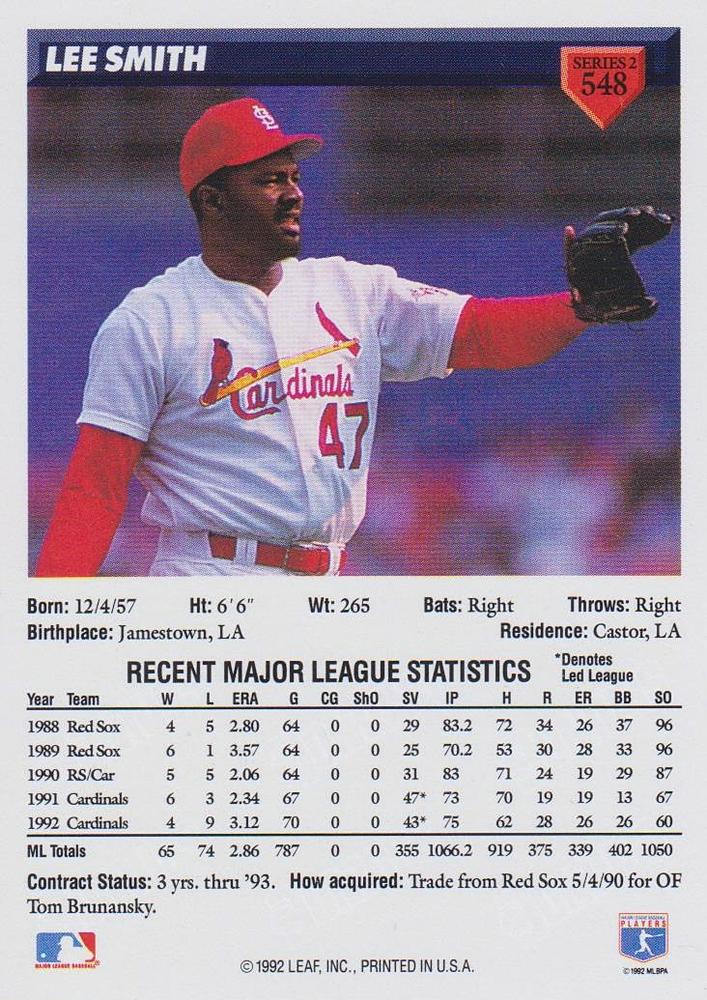 Lee Smith  baseball card collectible - Main Image 2