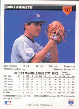 Dave Righetti  baseball card collectible - Main Image 2