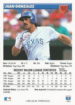 Juan Gonzalez  baseball card collectible - Main Image 2