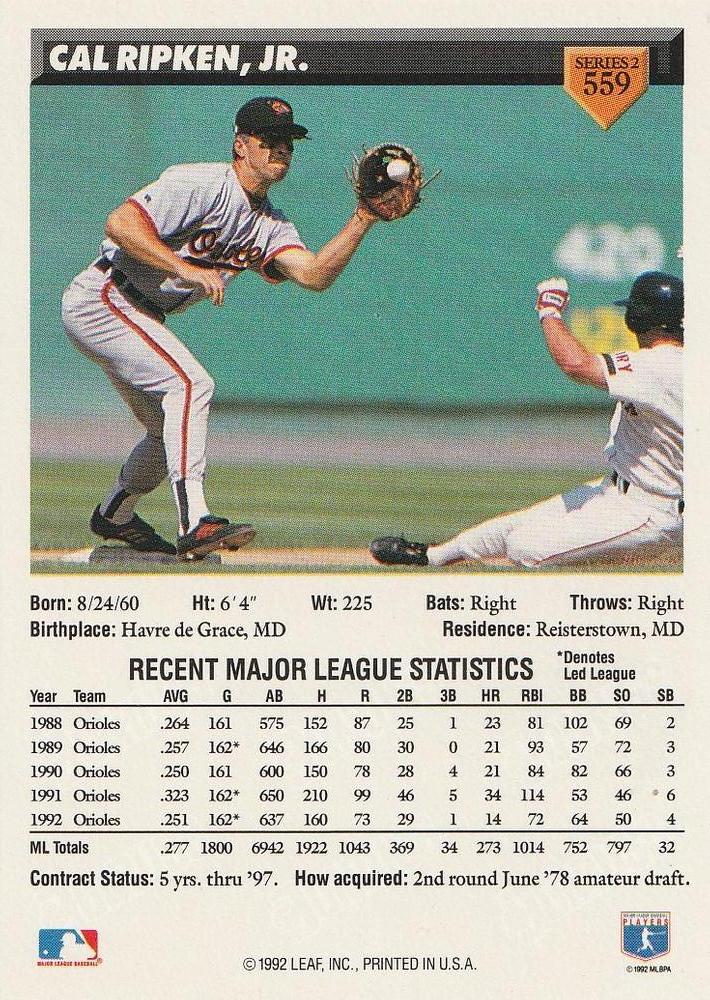 Cal Ripken, Jr.  baseball card collectible - Main Image 2