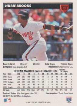 Hubie Brooks  baseball card collectible - Main Image 2