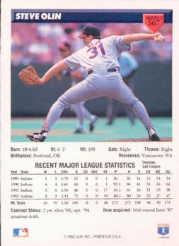 Steve Olin  baseball card collectible - Main Image 2