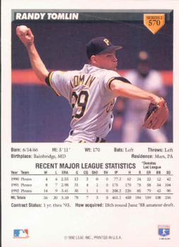 Randy Tomlin  baseball card collectible - Main Image 2
