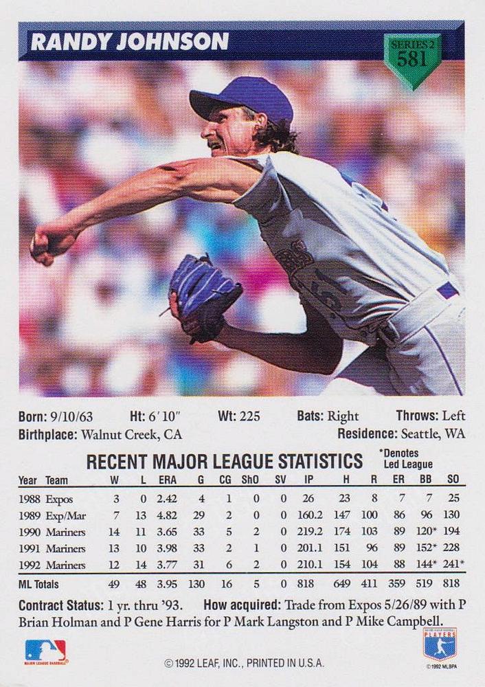 Randy Johnson  baseball card collectible - Main Image 2