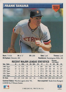 Frank Tanana  baseball card collectible - Main Image 2