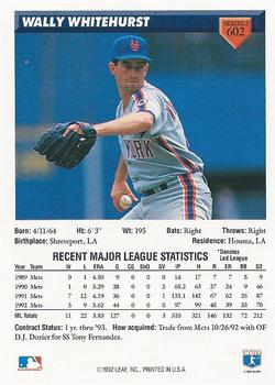 Wally Whitehurst  baseball card collectible - Main Image 2