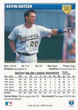 Kevin Seitzer  baseball card collectible - Main Image 2