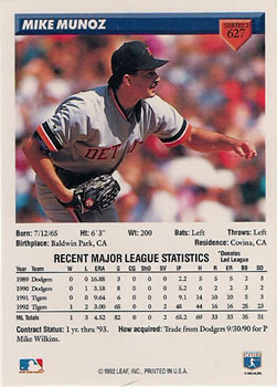 Mike Munoz  baseball card collectible - Main Image 2