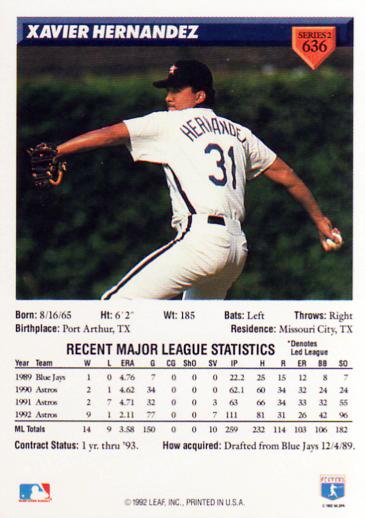 Xavier Hernandez  baseball card collectible - Main Image 2