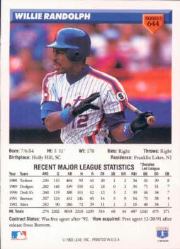 Willie Randolph  baseball card collectible - Main Image 2