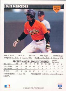 Luis Mercedes  baseball card collectible - Main Image 2
