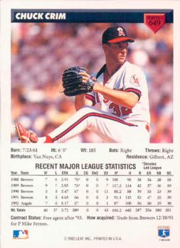 Chuck Crim  baseball card collectible - Main Image 2