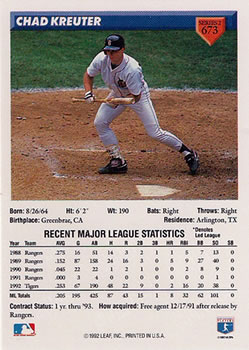 Chad Kreuter  baseball card collectible - Main Image 2