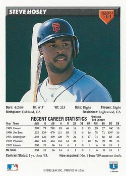 Steve Hosey  baseball card collectible - Main Image 2