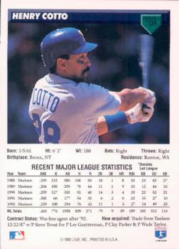 Henry Cotto  baseball card collectible - Main Image 2