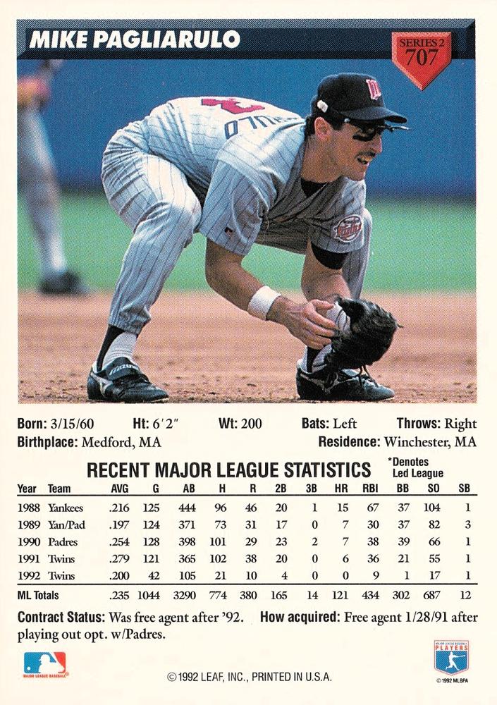 Mike Pagliarulo  baseball card collectible - Main Image 2