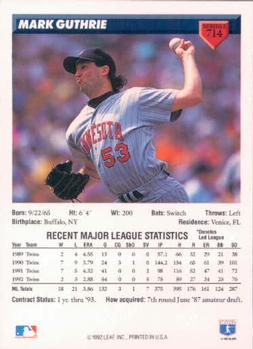Mark Guthrie  baseball card collectible - Main Image 2