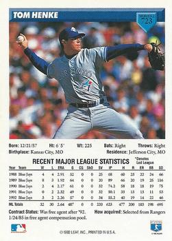 Tom Henke  baseball card collectible - Main Image 2