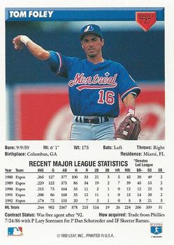 Tom Foley  baseball card collectible - Main Image 2