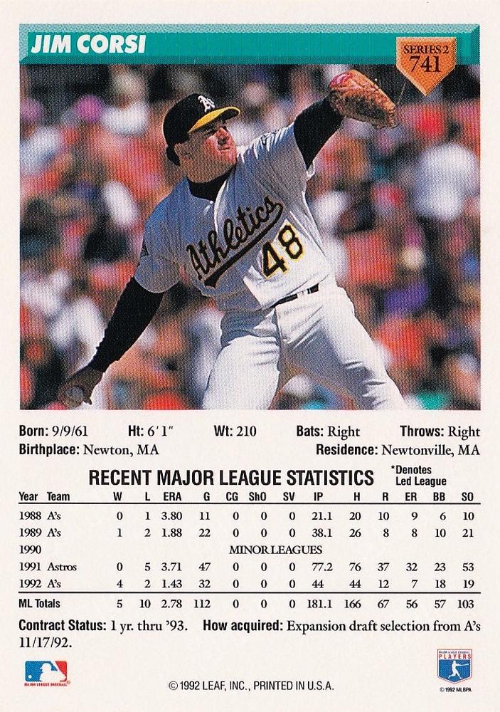 Jim Corsi  baseball card collectible - Main Image 2