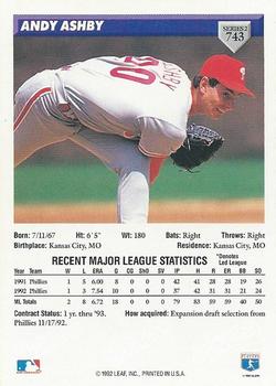 Andy Ashby  baseball card collectible - Main Image 2