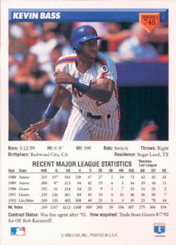 Kevin Bass  baseball card collectible - Main Image 2