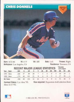 Chris Donnels  baseball card collectible - Main Image 2