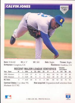 Calvin Jones  baseball card collectible - Main Image 2