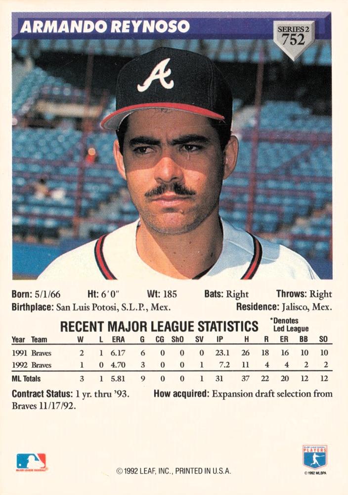 Armando Reynoso  baseball card collectible - Main Image 2