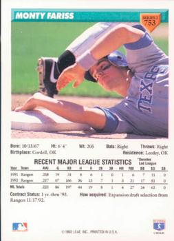 Monty Fariss  baseball card collectible - Main Image 2