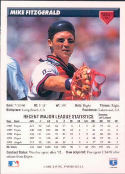 Mike Fitzgerald  baseball card collectible - Main Image 2